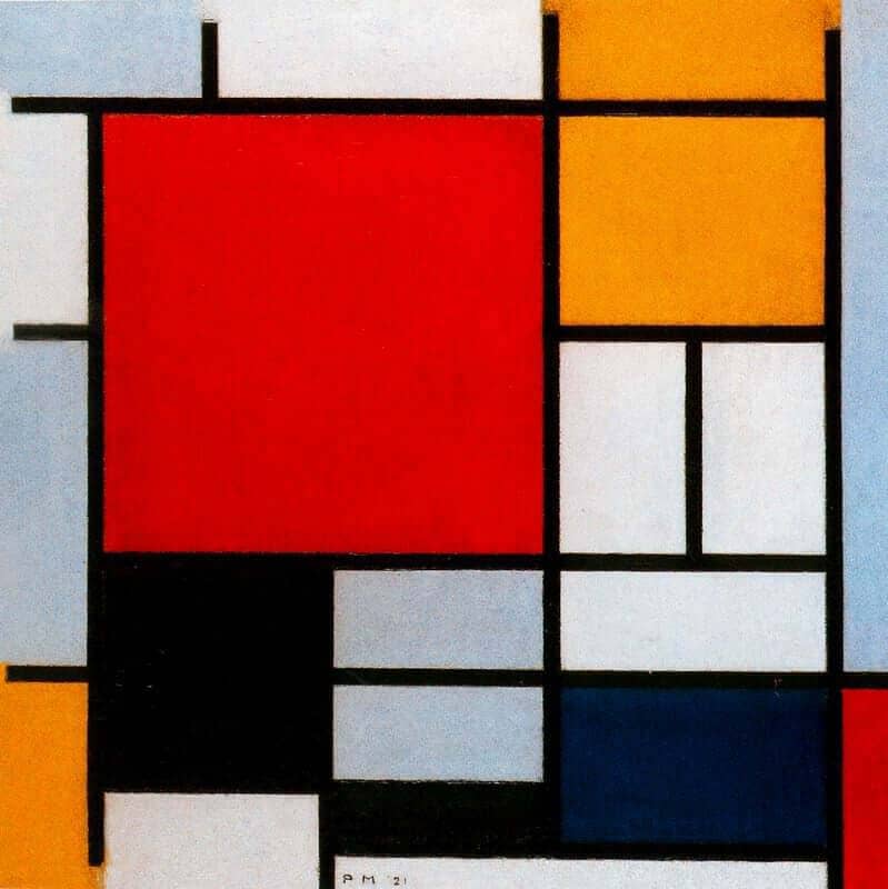 Composition with Large Red Plane, Yellow, Black, Gray, and Blue, 1921 by Piet Mondrian